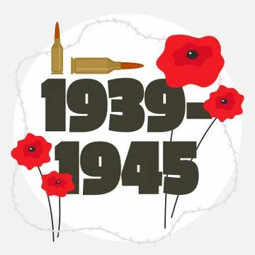 Second world war commemorative background, flat style Stock Illustration