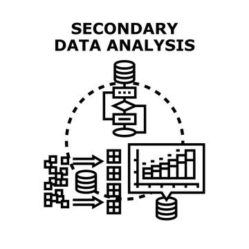 Secondary data analysis process developing business strategy Stock Illustration