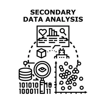 Secondary data analysis processing researching information concept イラスト素材