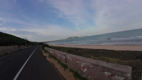 Secondary POV Side Angle of Golden Hour Motorbike Drive in Mui Ne Stock Footage 339989718