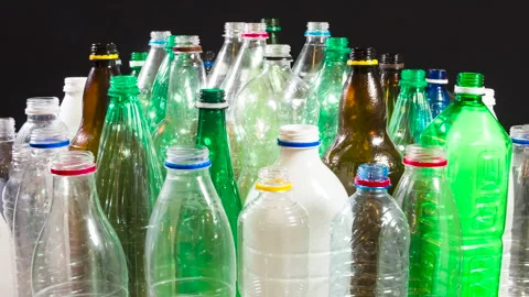 Secondary Raw Materials Plastic Bottles 4K 422 Stock-Footage 332168717