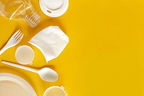 Secondary raw, plastic things for processing or recycling flat lay  Stock Photos