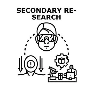 Secondary research data analyzing process icon Stock Illustration