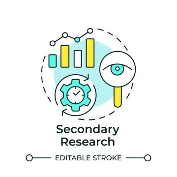 Secondary research multi color concept icon Illustrazione stock