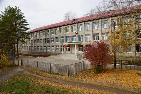 Secondary school named after E. M. Zelenov.  Novosemeykino Stock Photos