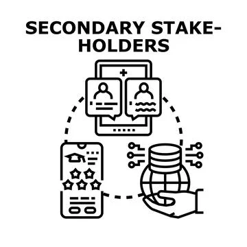 Secondary stakeholders interacting through digital communication network Stock Illustration