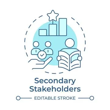 Secondary stakeholders soft blue concept icon Stock Illustration
