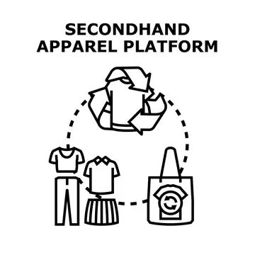 Secondhand apparel platform promoting sustainable circular fashion Stock Illustration