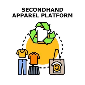 Secondhand apparel platform promoting sustainable circular fashion Stock Illustration