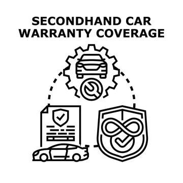 Secondhand car warranty coverage concept with protection plan Stock Illustration