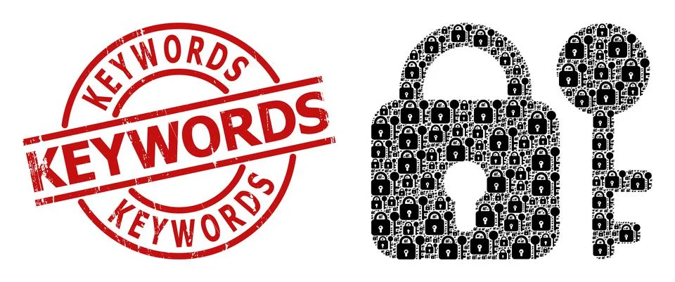 Secrecy Icon Recursive Collage and Textured Keywords Stamp Seal 스톡 일러스트
