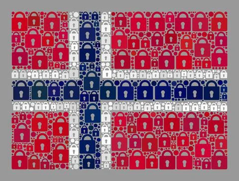 Secrecy Norway Flag - Collage of Locks Illustrazione stock