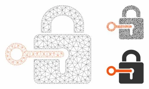 Secrecy Vector Mesh Wire Frame Model and Triangle Mosaic Icon Stock Illustration