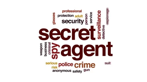 Secret agent animated word cloud, text design animation. Stock Footage 79660969
