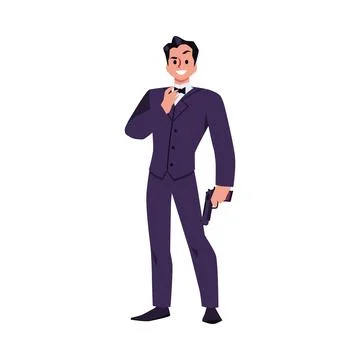 Secret agent cartoon vector isolated illustration on white background, tall Stock Illustration