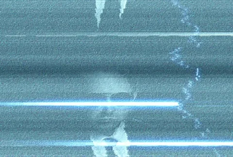 Secret Agent On Closed Circuit Damaged TV Stock Footage 22419046