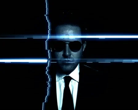 Secret Agent On Closed Circuit Damaged TV Stock Footage 22419052