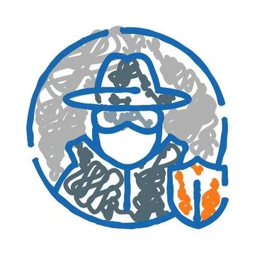 Secret agent with face mask and protective shield Stock Illustration
