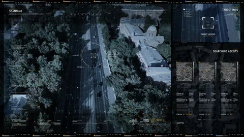 Secret Agent Software. Scanning a Moving Car. Drone Footage. User Interface Stock Footage 196106699