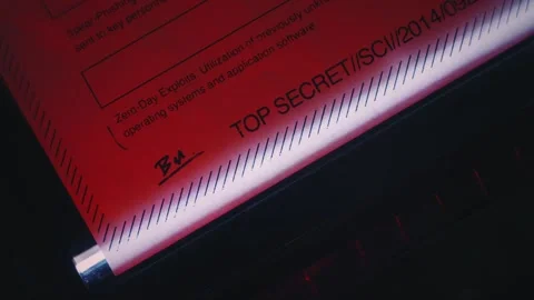 Secret document is scanned or copied in copy machine or scanner in red Stock Footage 317548121
