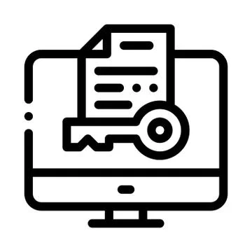 Secret Documents in Computer Icon Vector Outline Illustration Illustrazione stock