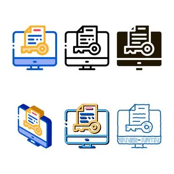 Secret documents in computer icon vector range outline Illustrazione stock