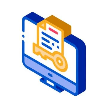 Secret Documents in Computer isometric icon vector illustration Illustrazione stock