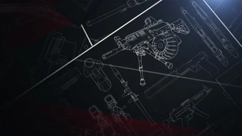 Secret documents of the development of military firearms, the drawings are on Stock Footage 194351659