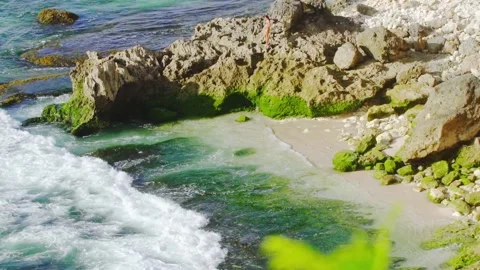 Secret Empty White Sand Beach Stock Footage 147431455