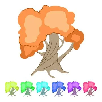 Secret fantasy magic tree vector cartoon graphic Stock Illustration