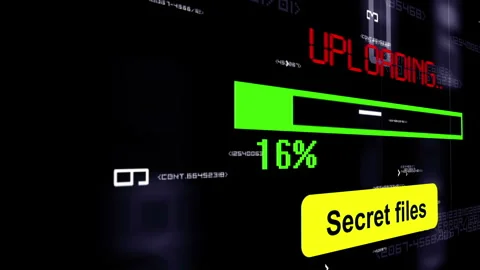 Secret Files Upload Progress Bar on Digital Cybersecurity Interface Stock Footage 337266835
