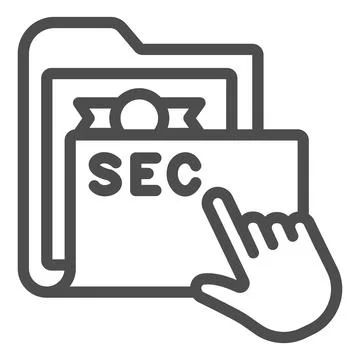 Secret folder with pointer line icon, web security concept, locked folder with Stock Illustration