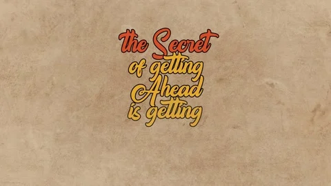 The secret of getting ahead is getting started motivation quote Stock Footage 220383039