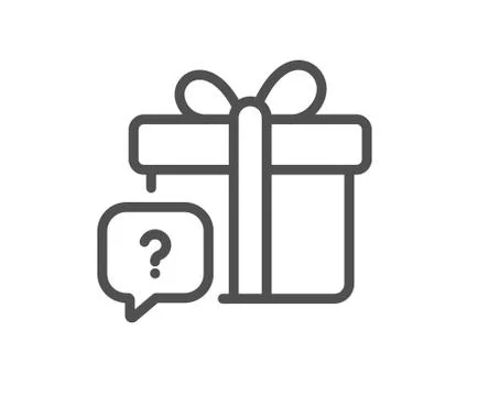 Secret gift line icon. Unknown present box sign. Vector Ilustración de archivo