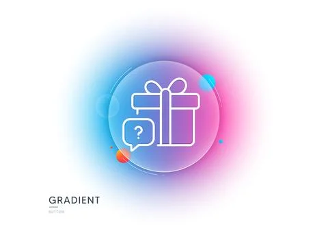 Secret gift line icon. Unknown present box sign. Gradient blur button. Vector Stock Illustration