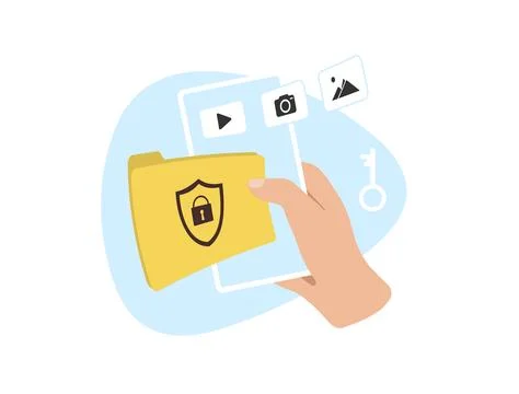 Secret hidden folder on smart phone. Hide apps, photos and personal data Stock Illustration