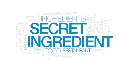 Secret ingredient animated word cloud, text design animation. Kinetic Stock Footage