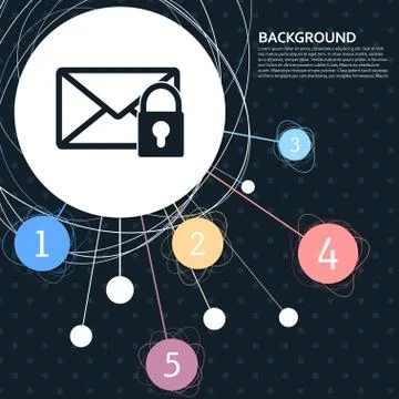 Secret mail icon with the background to the point and with infographic style. Illustration