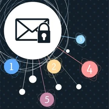 Secret mail icon with the background to the point and with infographic style. 스톡 일러스트