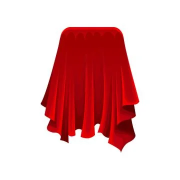 Secret object under red cloth. Presentation concept Illustrazione stock