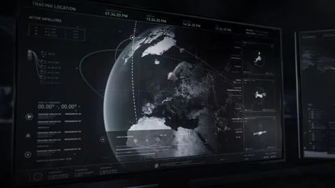 Secret service software receiving data from satellites. Analyzing Norway. UI Stock Footage 272758934