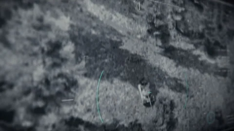 Secret Spy Interface Connects To Drone Weapon And Aims At Armored Tank Stock Footage 304703394