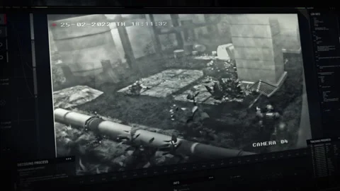 Secret spy network software looking at the ongoing military warfare operation Stockbeeldmateriaal 280193689