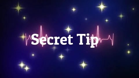 Secret tip text overlay animated with glowing stars with background filled Stock Footage 338382048