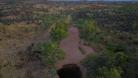 Secret twilight camping spot in Outback Stock Footage 292979014