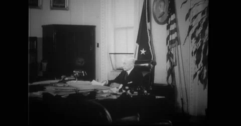 Secretary Cordell Hull working in his office Stock Footage