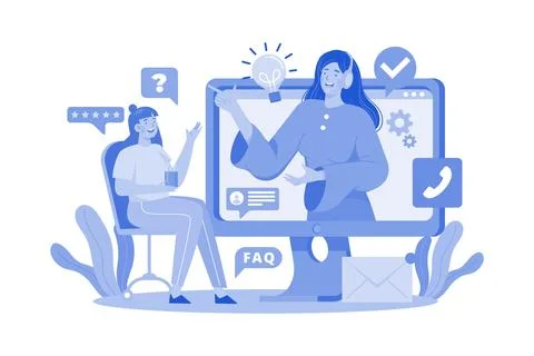 Secretary, Customer Support Center Operator Stock Illustration