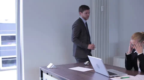 Secretary with headache Stock Footage 24752792