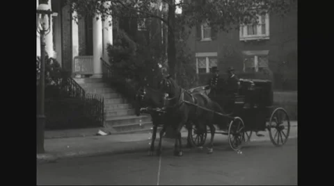Secretary Josephus Daniels riding in horse carriage Stock Footage