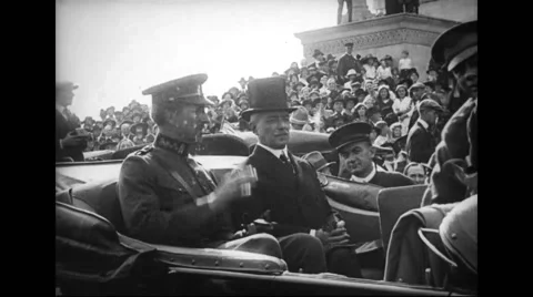 Secretary Lansing getting into car with city officials Stock Footage